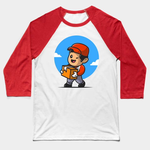 Courier Shipping Package Cartoon Baseball T-Shirt by Catalyst Labs